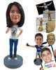 Custom Bobblehead Nice gal wearing a cool t-shirt, jeans and classic shoes - Leisure & Casual Casual Females Personalized Bobblehead & Action Figure