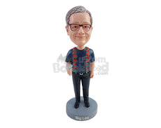 Custom Bobblehead Good looking gentleman with colorful straps holding a mantini glass - Leisure & Casual Casual Males Personalized Bobblehead & Action Figure