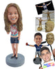 Custom Bobblehead Hippie girl having some great time wearing nice tp shirt and shorts and shoes - Leisure & Casual Casual Females Personalized Bobblehead & Action Figure