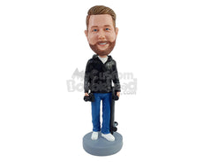 Custom Bobblehead Cool cameraman ready to film on a skateboard wearing nice hoodie - Leisure & Casual Casual Males Personalized Bobblehead & Action Figure