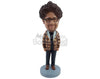 Custom Bobblehead Nice guy wearing an open colorful jacket with jeans and shoes - Leisure & Casual Casual Males Personalized Bobblehead & Action Figure