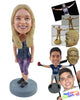 Custom Bobblehead Sporty girl ready to start workout wearing strechy clothe - Leisure & Casual Casual Females Personalized Bobblehead & Action Figure