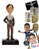 Custom Bobblehead Slim Dude With Stylish Jacket Posing With One Hand On Waist - Leisure & Casual Casual Males Personalized Bobblehead & Cake Topper