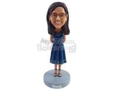 Custom Bobblehead Casual girl wearing nice dress with nice heels with arms on the back - Leisure & Casual Casual Females Personalized Bobblehead & Action Figure