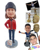 Custom Bobblehead Male wearing a zipup sweatshirt with one hand on hip - Leisure & Casual Casual Males Personalized Bobblehead & Action Figure