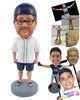 Custom Bobblehead Baseball fan wearing his favorite jersey with shorts and slide-in sandals - Leisure & Casual Casual Males Personalized Bobblehead & Action Figure