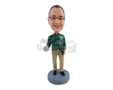 Custom Bobblehead Business dude wearing a nice shirt holdng a remote controler and a beer can on hand - Leisure & Casual Casual Males Personalized Bobblehead & Action Figure