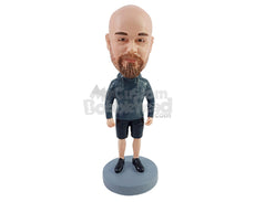 Custom Bobblehead Athletic person wearng a hoodie and shorts and runners shoes - Leisure & Casual Casual Males Personalized Bobblehead & Action Figure