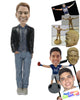 Custom Bobblehead Handsome Male With Semi Formal Dress Posing With Hands In His Pocket - Leisure & Casual Casual Males Personalized Bobblehead & Cake Topper