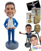 Custom Bobblehead Businessman wearng fine suit with powerful winning pose with hands on hips - Leisure & Casual Casual Males Personalized Bobblehead & Action Figure
