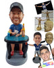 Custom Bobblehead Casual dude playing poker and having a nice beer wearng t-shirt, shorts and nice shoes - Leisure & Casual Casual Males Personalized Bobblehead & Action Figure