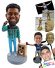 Custom Bobblehead Fashionable Singer wearing nice jacket and cools pants with a sound box and a mic - Leisure & Casual Casual Males Personalized Bobblehead & Action Figure