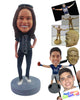 Custom Bobblehead Casual chick posing sexy with one hand on the hip wearing t-shrt and jeans - Leisure & Casual Casual Females Personalized Bobblehead & Action Figure
