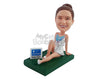Custom Bobblehead Casual and relaxed girl on the grass wearing a gorgeous summer dress havng a nice day - Leisure & Casual Casual Females Personalized Bobblehead & Action Figure