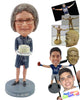 Custom Bobblehead Aunty bringing the birthday cake to the party wearing an exuberant dress - Leisure & Casual Casual Males Personalized Bobblehead & Action Figure