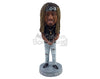 Custom Bobblehead reggae looking dude wearing t-shirt, nacklace and ripped jeans with both hands in front - Leisure & Casual Casual Males Personalized Bobblehead & Action Figure