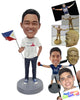 Custom Bobblehead Guy wearing a t-shirt and nice shoes holding his country's flag - Leisure & Casual Casual Males Personalized Bobblehead & Action Figure