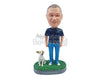 Custom Bobblehead Casual guy wearing tucked polo shirt, jean and classical shoes - Leisure & Casual Casual Males Personalized Bobblehead & Action Figure