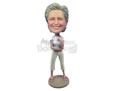 Custom Bobblehead Lovely Woman With A Dazzling Casual Attire - Leisure & Casual Casual Females Personalized Bobblehead & Cake Topper