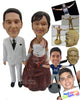Custom Bobblehead Couple In Classy Formal Wedding Attire Holding Hands - Wedding & Couples Couple Personalized Bobblehead & Cake Topper