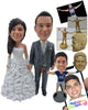 Custom Bobblehead Newly Wed Couple In Formal Attire Holding Hands After The Wedding Ceremony - Wedding & Couples Bride & Groom Personalized Bobblehead & Cake Topper