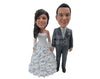 Custom Bobblehead Newly Wed Couple In Formal Attire Holding Hands After The Wedding Ceremony - Wedding & Couples Bride & Groom Personalized Bobblehead & Cake Topper