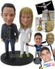 Custom Bobblehead Military And Nurse Couple Showing Off Their Abilities - Wedding & Couples Couple Personalized Bobblehead & Cake Topper