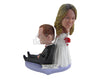 Custom Bobblehead Bride Holding A Bouquet Dragging Groom To The Altar - Wedding & Couples Bride & Groom Personalized Bobblehead & Cake Topper