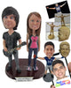 Custom Bobblehead New Generation Couple With The Boy Playing Guitar And The Girl In Skates - Wedding & Couples Couple Personalized Bobblehead & Cake Topper