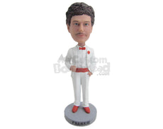 Custom Bobblehead Styling Groom Wearing Eye-Catching Formal Outfit - Wedding & Couples Grooms Personalized Bobblehead & Cake Topper