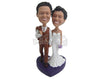 Custom Bobblehead Wedding Couple In Eye-Catching Wedding Attire - Wedding & Couples Bride & Groom Personalized Bobblehead & Cake Topper