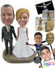 Custom Bobblehead Bride And Groom Wearing Gorgeous Wedding Attire - Wedding & Couples Bride & Groom Personalized Bobblehead & Cake Topper