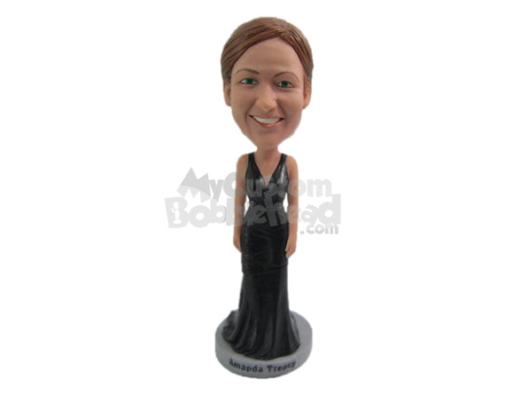 Custom Bobblehead Gorgeous Bridesmaid Wearing Eye Catching Gown - Wedding & Couples Bridesmaids Personalized Bobblehead & Cake Topper