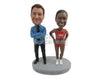 Custom Bobblehead Trainer And Athlete Couple Posing After The Race - Wedding & Couples Couple Personalized Bobblehead & Cake Topper