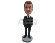 Custom Bobblehead Stylish Best Mane In Formals With Both Hands In Pocket - Wedding & Couples Groomsman & Best Men Personalized Bobblehead & Cake Topper