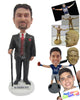 Custom Bobblehead Groom In Formal Attire Holding A Walking Cane - Wedding & Couples Grooms Personalized Bobblehead & Cake Topper
