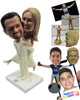 Custom Bobblehead Groom Carrying Bride Heading To The Altar - Wedding & Couples Bride & Groom Personalized Bobblehead & Cake Topper