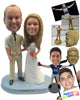 Custom Bobblehead Gorgeous Wedding Couple Ready For Their After Marriage Photo Shoot - Wedding & Couples Bride & Groom Personalized Bobblehead & Cake Topper