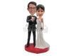 Custom Bobblehead Gorgeous Wedding Couple In Wedding Outfit Looking Forward For A Bright Future - Wedding & Couples Bride & Groom Personalized Bobblehead & Cake Topper