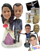 Custom Bobblehead Newly Wed Couple Wearing Wedding Attire - Wedding & Couples Bride & Groom Personalized Bobblehead & Cake Topper