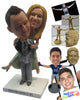Custom Bobblehead Stylish Groom Carrying Bride And Heading To The Altar - Wedding & Couples Bride & Groom Personalized Bobblehead & Cake Topper