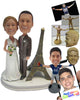 Custom Bobblehead Eiffel Tower French Wedding Couple - Wedding & Couples Bride & Groom Personalized Bobblehead & Cake Topper