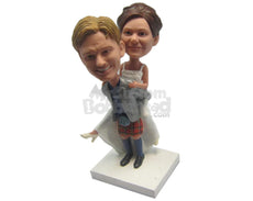 Custom Bobblehead Scottish Themed Wedding Couple - Wedding & Couples Bride & Groom Personalized Bobblehead & Cake Topper