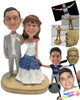 Custom Bobblehead Classy Wedding Couple Wearing A Formal Attire - Wedding & Couples Couple Personalized Bobblehead & Cake Topper