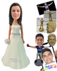 Custom Bobblehead Bride Wearing A Stylish Gown Holding A Fresh Flower Bouquet - Wedding & Couples Brides Personalized Bobblehead & Cake Topper