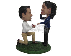 Custom Bobblehead Traditional Wedding Proposal - Wedding & Couples Couple Personalized Bobblehead & Cake Topper