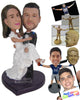 Custom Bobblehead Handsome Groom Carrying Gorgeous Bride In His Arms - Wedding & Couples Bride & Groom Personalized Bobblehead & Cake Topper