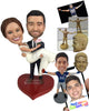 Custom Bobblehead Groom Carrying Bride And Heading To The Altar - Wedding & Couples Bride & Groom Personalized Bobblehead & Cake Topper