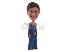 Custom Bobblehead Gorgeous Bridesmaid In A Sexy Gown - Wedding & Couples Bridesmaids Personalized Bobblehead & Cake Topper