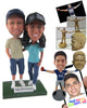 Custom Bobblehead Stylish Couple In Casual Trendy Clothing - Wedding & Couples Couple Personalized Bobblehead & Cake Topper